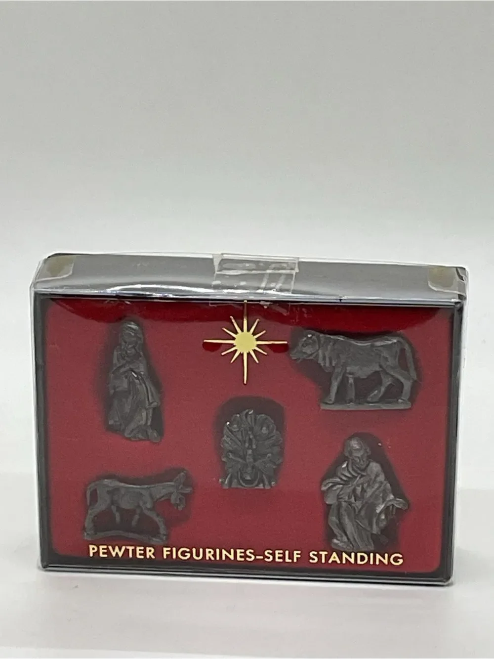 Pewter Nativity Figurine Set - Red